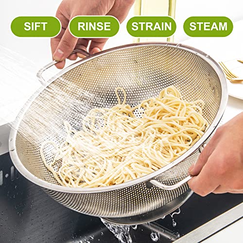 Gulex Colander Stainless Steel 5-Quart, Strainer Kitchen, Dishwasher Safe - size: 5QT