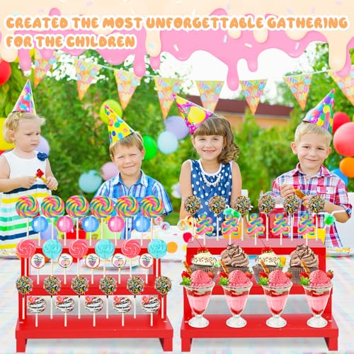 Wooden Cake Pop Stand, 2 Pcs 33 Hole Lollipop Holder for Wedding Birthday - color: Red-2P