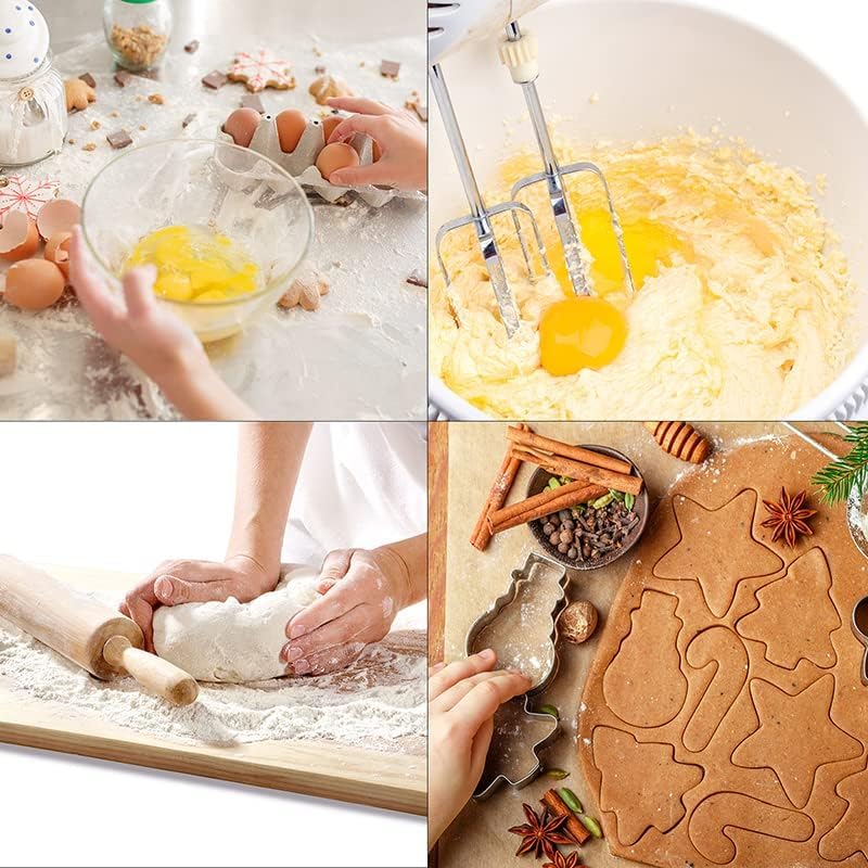 MrCookie Large Christmas Cookie Cutters Set,6 Festive Shapes with 2 Sizes - color: Large Christmas B