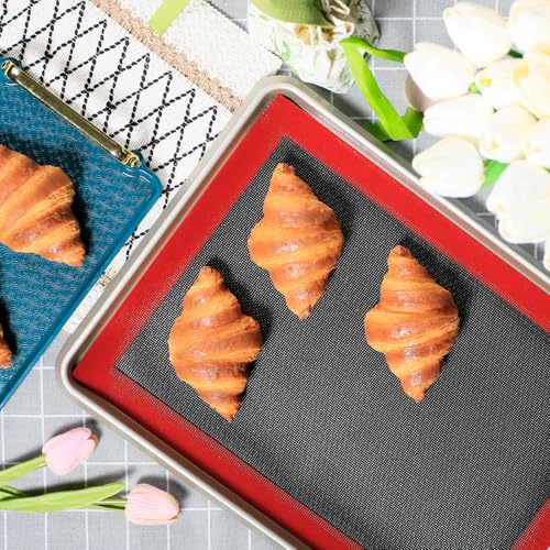Silicone Baking Mat with Microperforated, 2 PCS Perforated Baking Mats/Oven Liners for 13" x 18" Half Sheet Pan, Reusable Air Mesh Silicone Mat for Cookie/Eclair/Bread/Pizza/Pastry - size: (11.6'' x 16.5'') Half Sheet