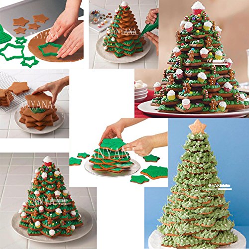 Plastic 10 Pcs Set 3D Gingerbread Star Decoration Cookie Cutters