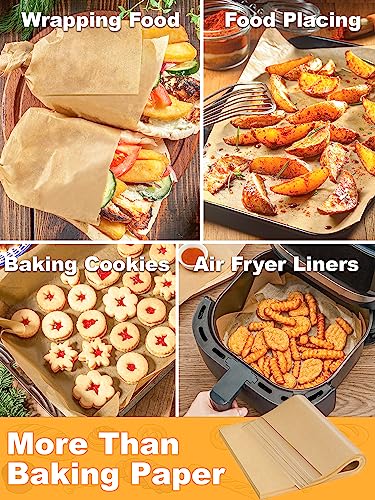 SMARTAKE 200 Pcs Parchment Paper Baking Sheets, 17x26 Inches, Non-Stick - size: 17" x 26"