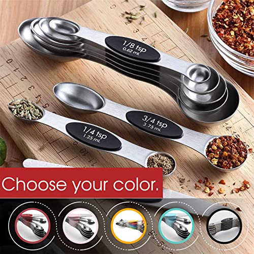 Spring Chef Stainless Steel Magnetic Measuring Spoons Set of 8, Black - color: Black, size: 1-Pack