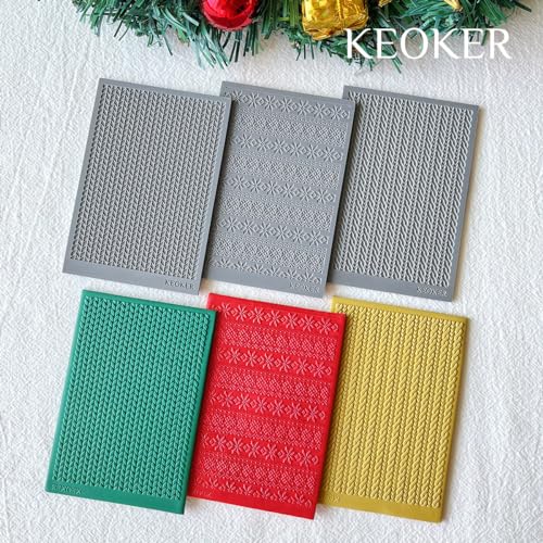 Keoker Polymer Clay Texture Sheet Christmas, Christmas Clay Texture Mat for Making Earrings Jewerly, Christmas Polymer Clay Earrings Tools (Style 3) - color: Style 3
