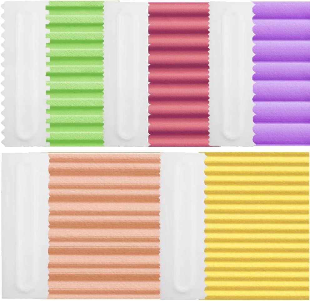 Cake Scrapers Set Decorating Comb and Icing Smoother, Plastic Sawtooth Scraper Polisher Butter Mousse Cream Cake Edge DIY Tool -8 Design Textures (White) - color: White