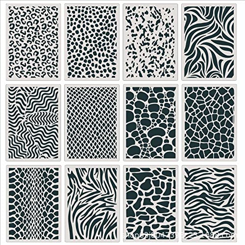 Animal Print Stencils, 12Pcs Leopard Painting Templates