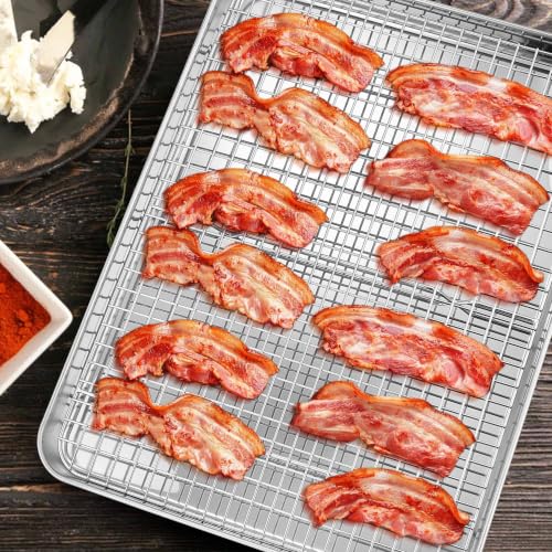 Cooling Rack Set of 2, E-far 18½x12½ Wire Racks for Baking Cooking Grilling - size: 18.5"x12.6"