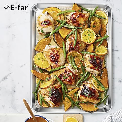 E-far Stainless Steel Baking Sheet Set of 4, 16” x12” x 1” Cookie Sheet Pan - size: 16"x 12"