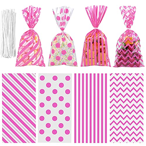 Aneco Pink Cellophane Bags 100 Pack 10.6 x 5.1 Inch - color: Pink