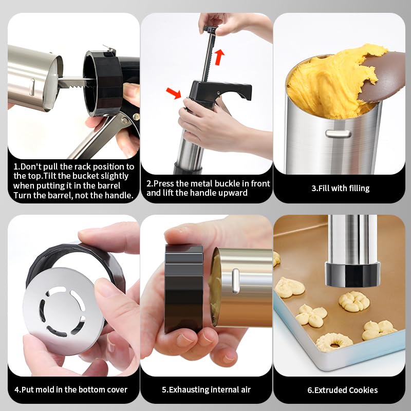 Cookie Press Gun Kit, Spritz Cookie Press, Stainless Steel