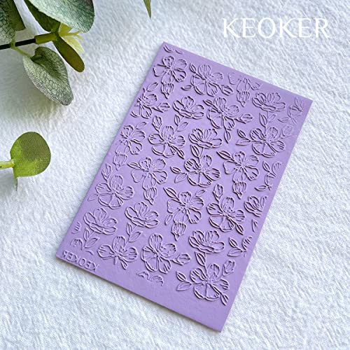 Keoker Polymer Clay Texture Sheets, Clay Texture Mat for Making Earrings Jewerly, Polymer Clay Texture Roller (No. 4 Floral) - color: （4）