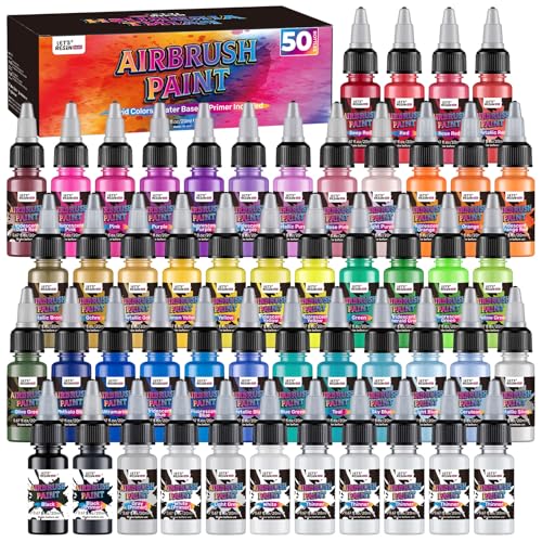 42 Colors Airbrush Paint Set with 3 Primers & 5 Thinners,20 ml/Bottle