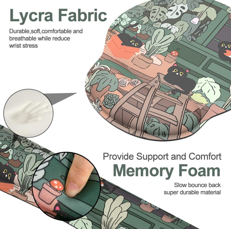 Ergonomic Mouse Pad with Wrist Rest and Keyboard Wrist Rest, Mousepad - color: Cute Cat