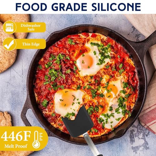 Gejoy 4 Pcs Silicone Turner Nonstick Flexible, Red, Black - color: Red, Black
