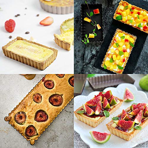 Gutsdoor Mini Tart Pan Square 4 Inch with Removable Bottom Quiche Pan Nonstick Round Quiche Pie Pan Set of 6 - style: Square