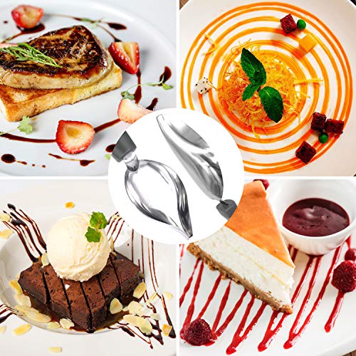 5 Pieces Culinary Drawing Decorating Spoon Set, Drizzle Spoons, Cooking Tweezers and Melon Baller Spoon, Professional Chef Tool for Decorating Plates