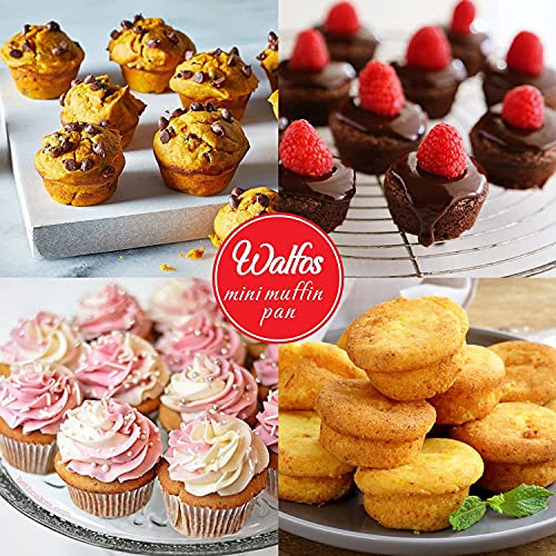 Walfos Silicone Cupcake Pan Set, 2-Piece Mini 24 Cups Muffin Baking Pan, BPA Free and Dishwasher Safe, Non-stick , Great for Making Muffin Cakes, Fat Bombs - size: 2 Pcs: 24 Cups, Mini, style: Muffin Pan