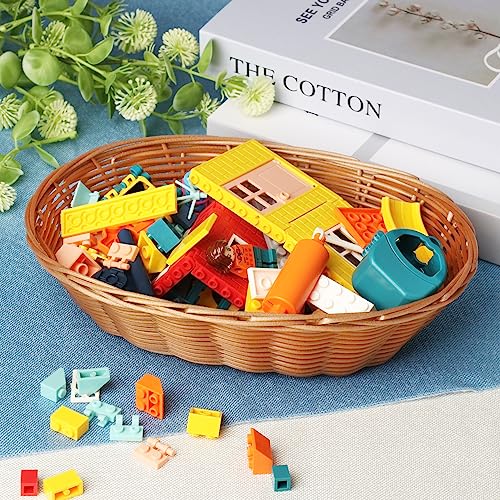 25 Pack Oval Poly Wicker Basket, 9 x 6 x 2.6 Inch Poly Wicker Bread Baskets, Medium Size Gift Baskets for Kitchen, Christmas Gifts, Centerpiece Display, Storing Bread, Fruits, Vegetables, by GNIEMCKIN - size: 25 Pack 9x6x2.6 Inch Oval