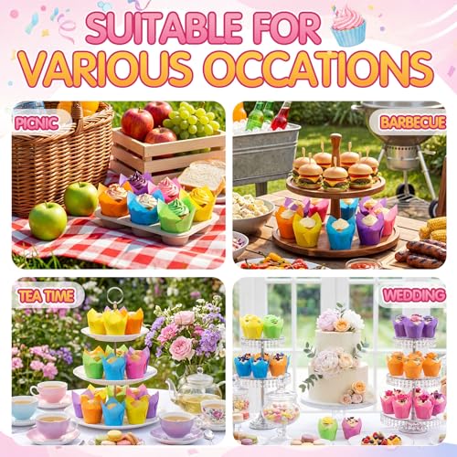 600 Pcs Tulip Cupcake Liners, Solid, Bright Colors - color: Bright Colors