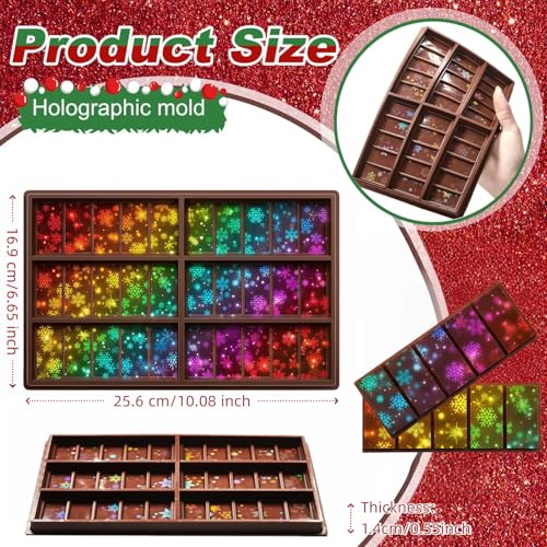 Christmas Snowflake Candy Molds Holographic Chocolate Mold Silicone - color: Rectangle, style: Rectangle