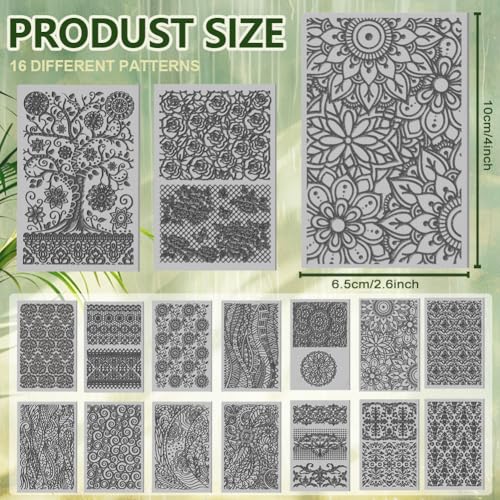 CHGCRAFT 16 Sheets 16 Styles Retro Lace Polymer Clay Texture Mat Mandala Tree Modeling Pattern Pad Bohemian Texture Sheets for Polymer Clay Making Earrings Jewerly Tools, 4×2.6 inch - style: Retro Mandala