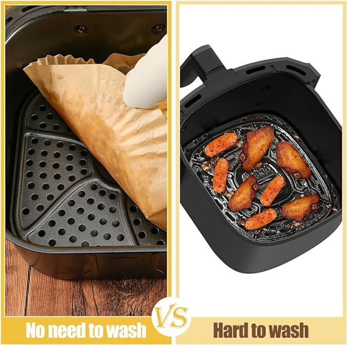 M-bestl 250 Pcs Air Fryer Liners Disposable for Dual Basket 4-10QT - size: Rectangle-250pcs