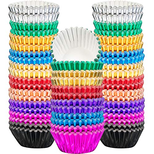 Sumind 400 Pcs Mini Foil Cupcake Liners Holiday Baking Cups,10 Colors - color: 10 Colors