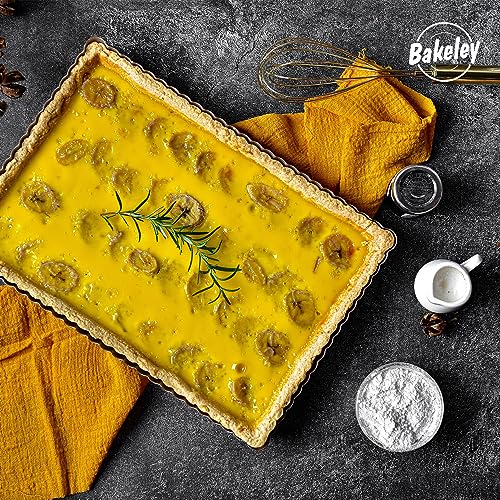 Rectangle Tart Pan, 13-Inch with Removable Loose Bottom Non-Stick Oblong Quiche Bakeware for Oven Baking (Champagne Gold) - size: 13" Rectangle (Champagne Gold)