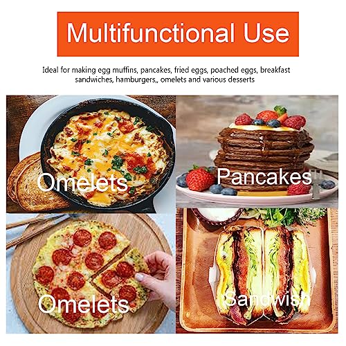 Pancake Ring for Griddle,2 Packs 6 Inch Egg Pancake Maker,Omelette Rings for Griddle,Non-stick Stainless Steel Crumpet Ring,Egg Muffin Rings Fried Egg Ring Pancake Shaper with Sinlicone Handle Grill - color: Black 2 pcs of 6“ with accessories