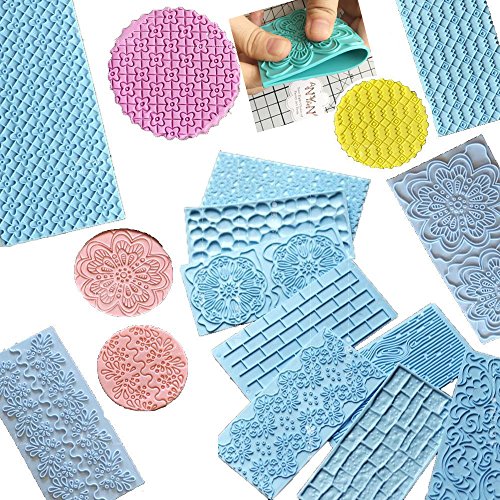 Plastic Embossed Icing Moulds Kits, Set of 12+6