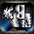 Mini Flames 3 Set AirSick Airbrush Stencil Template