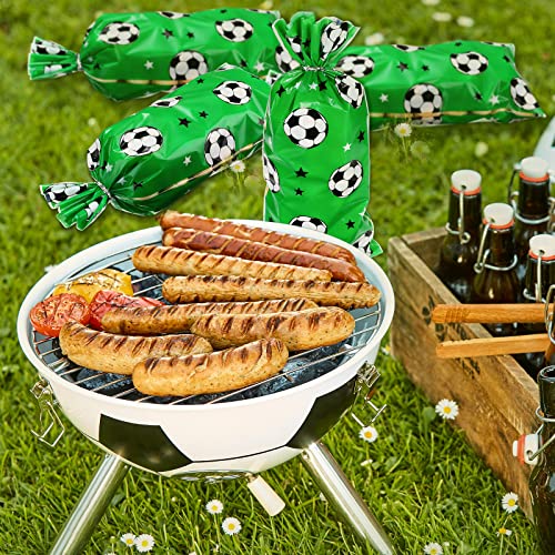 Blulu 100 Pcs Soccer Treat Gift Bags with Ties, Sport Goodie Bags, Green - color: green