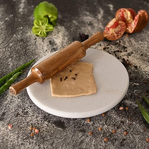 Chakla belan roti maker Pappad maker Phulka maker Pack of 2 Chakla 12 inch Wooden Belan making Roti chakla Belan set colour: (White)