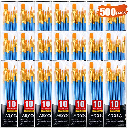 Acrylic Paint Brush Set, 50 Packs / 500 pcs Nylon Hair Brushes - size: 500pcs