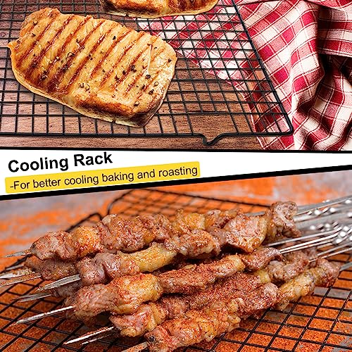 3 Pieces Cooling Rack for Baking, Cake Cooling Rack Square, 16x10 Inches Baking Rack Oven Safe Grid Wire Racks, Non-Stick Drying Net Rack Cake Cold Drying Net for Grilling,Roasting and Drying