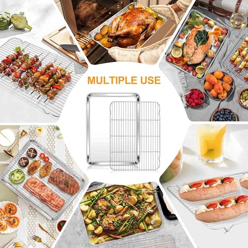 Homikit 20x14 Inch XL Stainless Steel Baking Sheet with Cooling Rack Set - size: 20x14x1.2