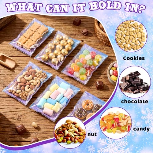 Epakh 100 Pcs Snowflake Cellophane Goodie Bags, Winter Party Favor Bag - style: Snowflake