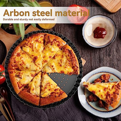 Agatige Pizza Pan with Holes for Oven, Nonstick Black Bakeware Pizza Tray with Removable Bottom Accessories for Oven Baking Supplies & Home, Kitchen, Restaurant Make Kinds of Pizzas or Pies (8in) - size: 8 in