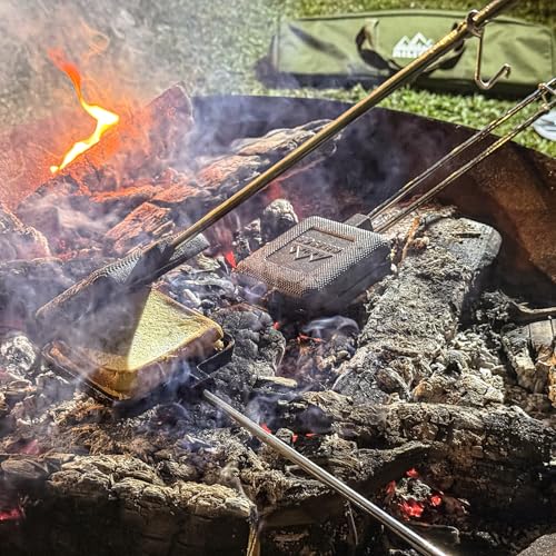 AILITOR Mountain Pie Maker Cast Iron Set of 2 - Pie Irons for Camping with Storage Bag, Campfire Sandwich Maker Cast Iron - style: 2-Pack + Bag