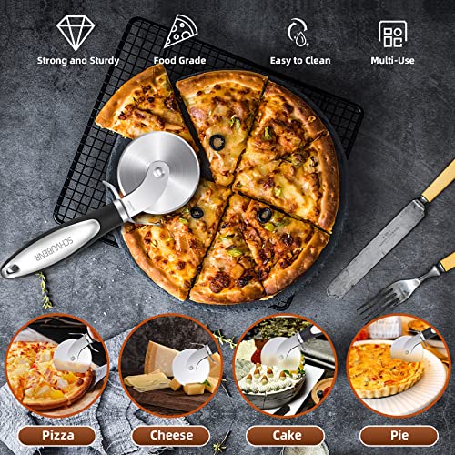 SCHVUBENR Premium Pizza Cutter Wheel - Ultra Sharp Stainless Steel Pizza Slicer with Non-Slip Soft Grip Handle - Multi-Purpose Cutter for Pizza, Dough & Pastry - Dishwasher Safe, Easy to Clean - Black - color: Black