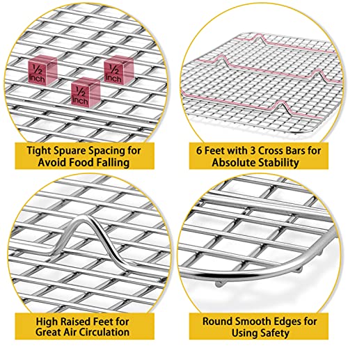 P&P CHEF 15.3 Inch Stainless Steel Cooling Baking Rack Set of 2 - size: 15.3 Inch