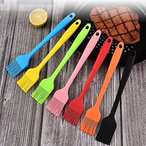 Silicone brush, Oil Brush for BBQ Kitchen Cooking Baking and Grilling (6 PCS,Rose red) - color: Rose Red
