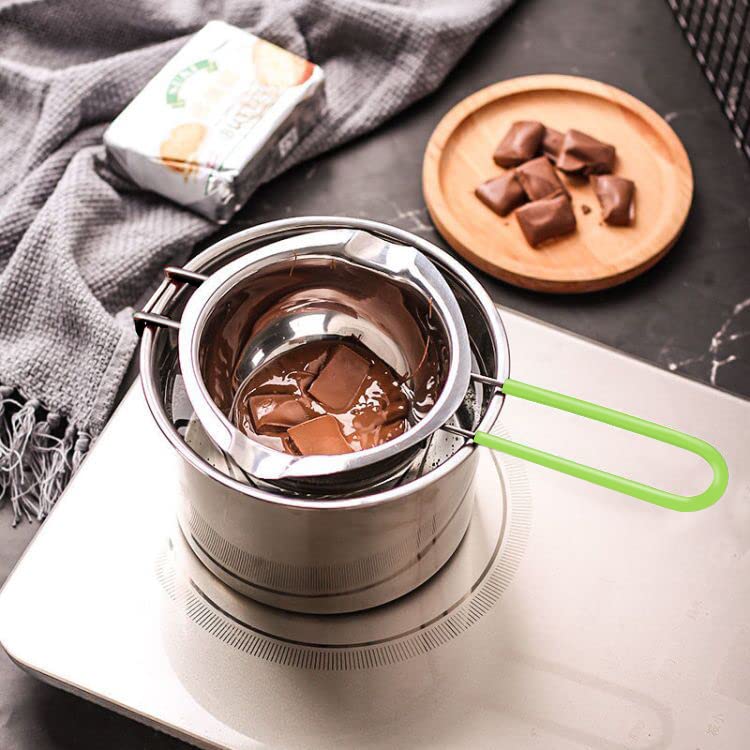 Double Boiler Pot Set, Stainless Steel Melting Pot 600ml and 1600ml,Green - size: 1600 ML+600ML Green