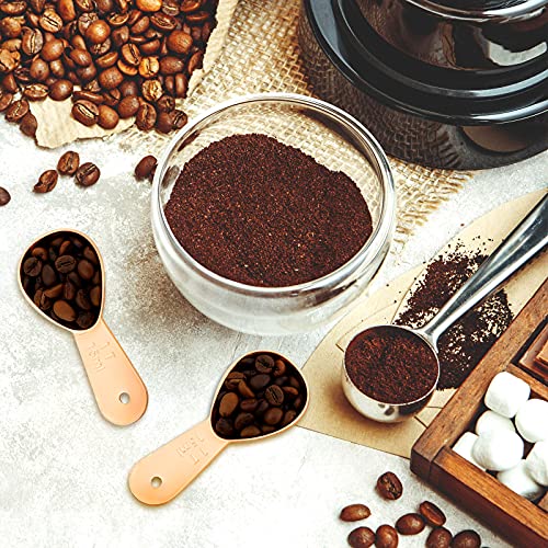 Patelai 3 Pieces Coffee Scoop Tablespoon Short Handle, 15 ml, Rose Gold - color: Rose Gold, size: 15 ml