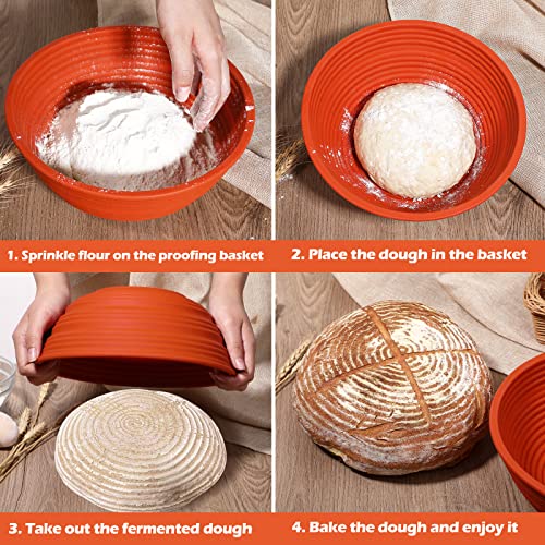 Webake Silicone Bread Proofing Basket,Collapsible Sourdough Bread Baking Supplies Dough Proofing Bowl Containers Oven Safe Baking Gifts for Bakers 9 INCHES - style: Round
