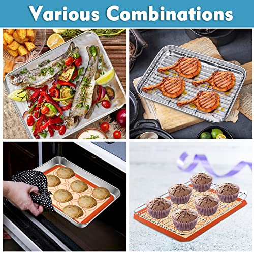 P&P CHEF 10.4 Inch Baking Sheet Pan Cooling Rack with Mat Set for Cookie - size: 10.4 Inch