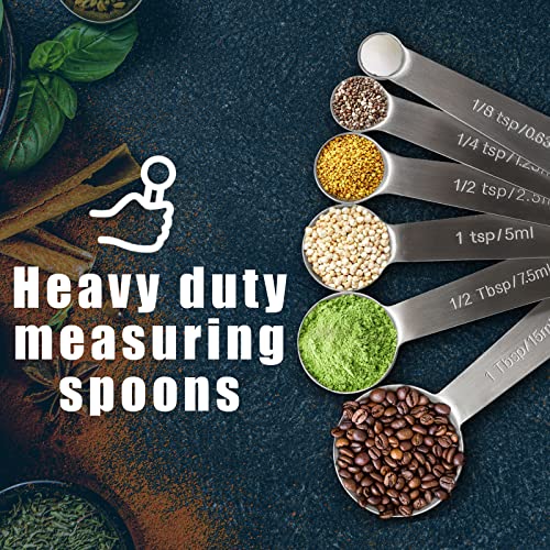 Measuring Spoons, 6-Piece Heavy Duty Stainless Steel Measuring Spoons Set - size: 6PCS