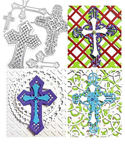 Mvchif-ay Cross Set Cutting Dies for Paper Card Making Metal Scrapbooking Tool DIY Craft Embossing for Photo Album Decor(5 Pcs Crosses) (XKAI00246) - color: 5 Pcs Crosses