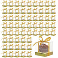 60 Pcs Clear Plastic Cupcake BoxesGold Single Cupcake Containers