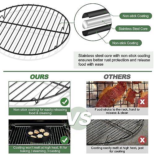 TeamFar Round Cooling Rack, 9" Non-stick Stainless Steel Baking Rack - size: 9"